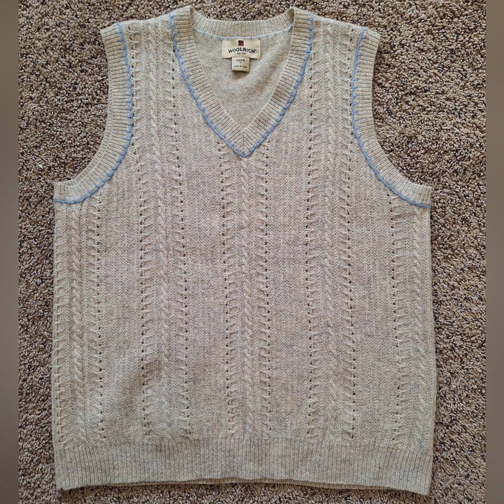 WOOLRICH Knitted Khaki Vest Women M